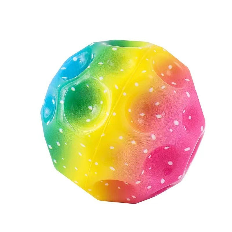 Colorful Hole Ball Soft Bouncy Ball Anti-fall Moon Shape Porous Bouncy Ball Kids Indoor Toys Ergonomic Design Elastic Ball